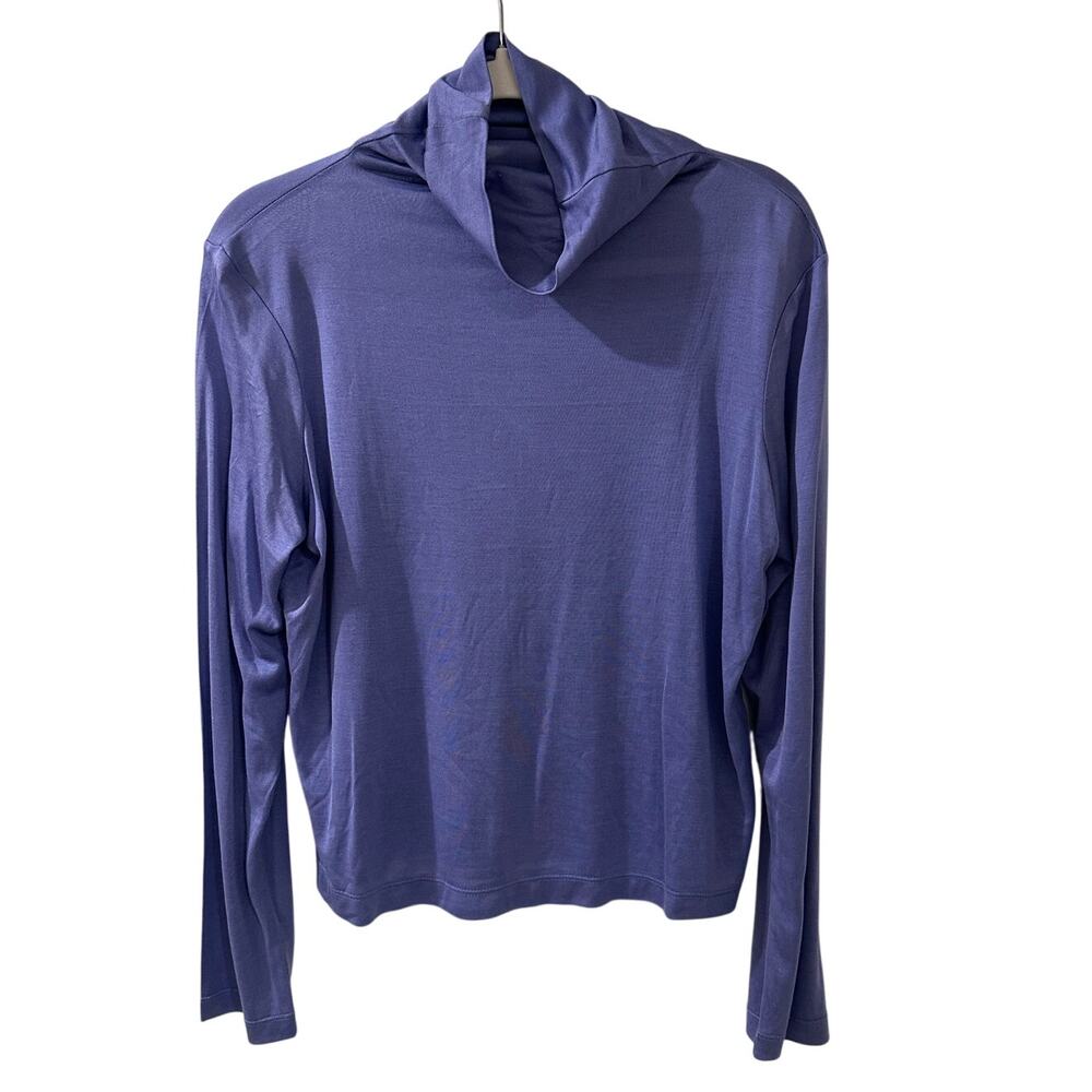WinterSilks 100% Silk Midweight Turtleneck Top Dusty Periwinkle Purple Size L